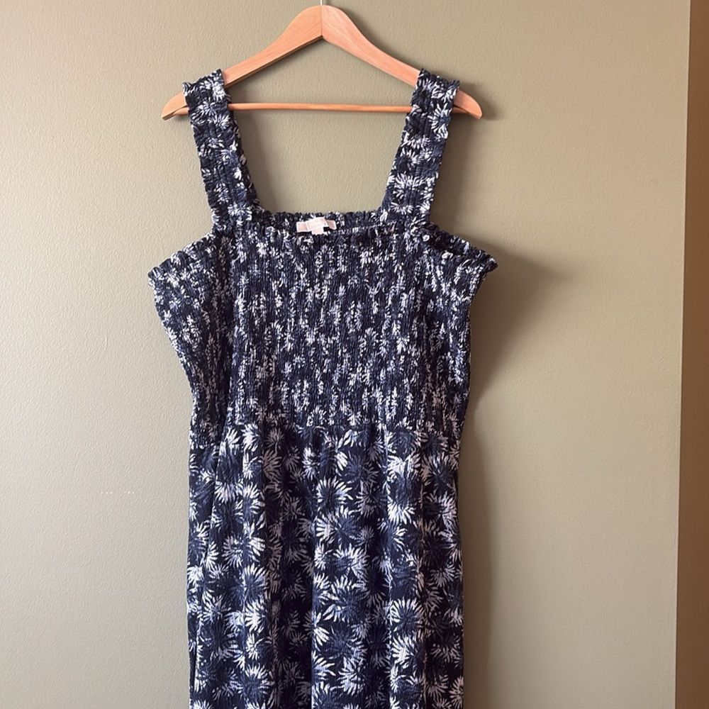 Michael Kors Tie Dye Palm Leaves Tropical Printed Smocked Maxi Dress Plus 3X - Picture 2 of 8